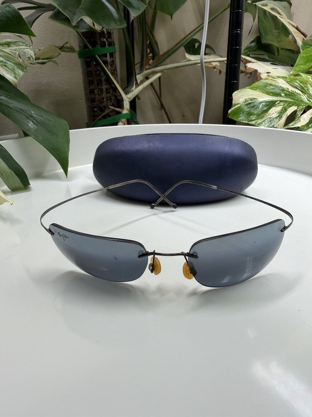 Maui Jim Sport Titanium Rimless Wrap Polarized Sunglasses MJ 502-02 With Case